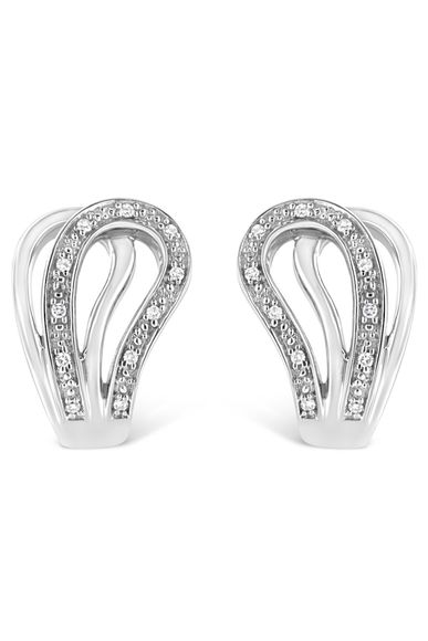 Pave-Set Diamond Accent Horseshoe Hoop Earring